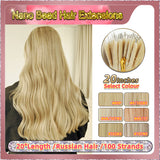 20" Nano Bead Hair Extensions 100 Stands Full Head (Blond）