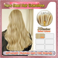 20" Nano Bead Hair Extensions 100 Stands Full Head (Blonde）