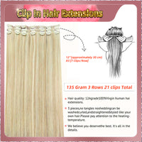 18'' Russian Hair On Blonde Range Clip In Hair Extensions 3 Rows 21 Clips Standard Full Head  26