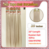 20''  Skin Tape Hair Extensions  40 PCs  Standard Full Head (Blond）