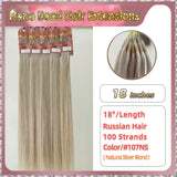 18" Nano Bead Hair Extensions 100 Stands Full Head (Blond）