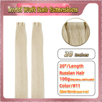 20'' Invisi Weft Hair Extensions  2 Strips Standard Full Head  (Blonde）