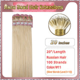 20" Nano Bead Hair Extensions 100 Stands Full Head (Blond）