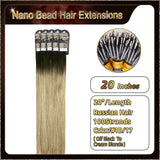 20" Ombre Nano Bead Hair Extensions 100 Stands Full Head (Dark Brown To Blonde）