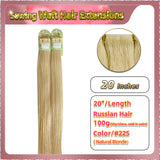 20'' Sewing Weft Hair Extensions  2 Strips Standard Full Head  (Blonde）