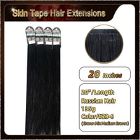 20" 40 Pieces (20 Sandwiches) Ombre Skin Tape Hair Extensions(Dark Brown To Blonde）