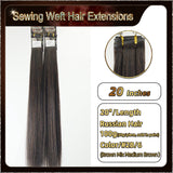 20‘’ Sewing Weft Hair Extensions  2 Strips Standard Full Head (Dark Brown To Blond）