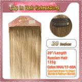 20'' Clip In Hair Extensions 3 Rows 21 Clips Standard Full Head（Blonde）