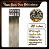 20" Ombre Nano Bead Hair Extensions 100 Stands Full Head (Dark Brown To Blonde）