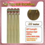 20''  Skin Tape Hair Extensions  40 PCs  Standard Full Head (Blonde）