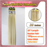20'' Sewing Weft Hair Extensions  2 Strips Standard Full Head  (Blond）