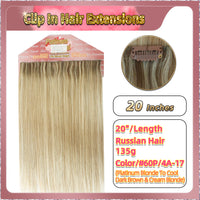 20'' Clip In Hair Extensions 3 Rows 21 Clips Standard Full Head（Blonde）