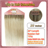 20'' Clip In Hair Extensions 3 Rows 21 Clips Standard Full Head（Blonde）