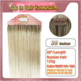 20'' Clip In Hair Extensions 3 Rows 21 Clips Standard Full Head（Blonde）
