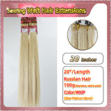 20'' Sewing Weft Hair Extensions  2 Strips Standard Full Head  (Blond）