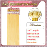 20" Nano Bead Hair Extensions 100 Stands Full Head (Blond）