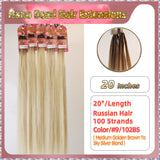 20" Nano Bead Hair Extensions 100 Stands Full Head (Blond）