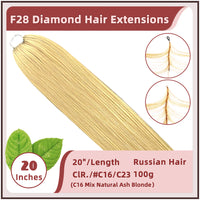 20 Inches ( 50cm ) 100g Russian Hair F28 Diamond Feather Tecknick Hair Extensions