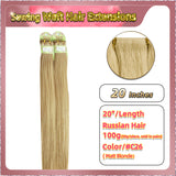 20'' Sewing Weft Hair Extensions  2 Strips Standard Full Head  (Blonde）