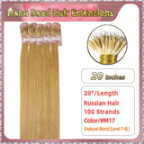 20" Nano Bead Hair Extensions 100 Stands Full Head (Blond）