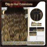 20'' Ombre Clip In Hair Extensions 3 Pieces 21 Clips Standard Full Head(Dark Brown To Blonde）