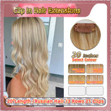 20'' Clip In Hair Extensions 3 Rows 21 Clips Standard Full Head（Blond）