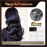 20'' Russian Hair On Darker Range Clip In Hair Extensions 3 Pieces 21 Clips Standard Full Head  25