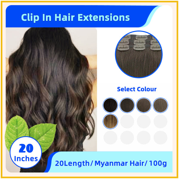20" 3PCS Invisiable 21 Stainless Steel European Hair Clip In Hair Extensions