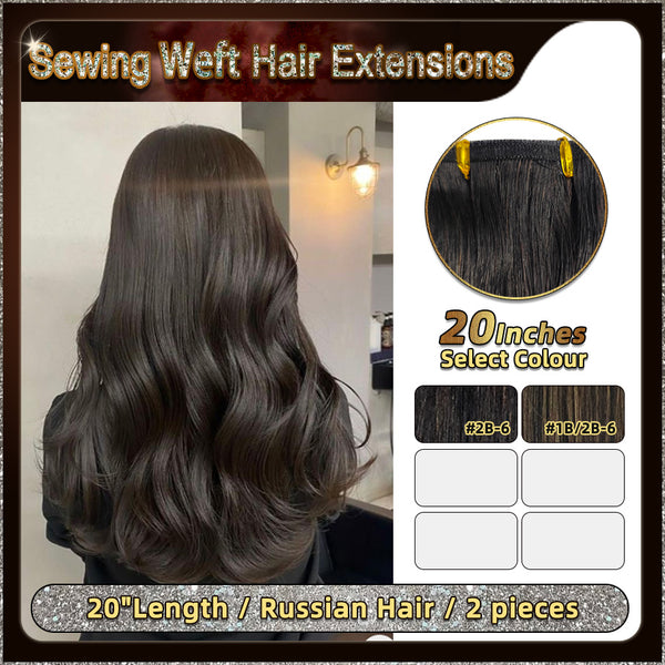 20‘’ Sewing Weft Hair Extensions  2 Strips Standard Full Head (Dark Brown To Blonde）