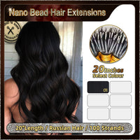 20'' Russian Hair On Darker Range Nano Bead Hair Extensions 100 Strands Standard Full Head  27
