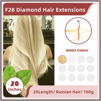 20 Inches ( 50cm ) 100g Russian Hair F28 Diamond Feather Tecknick Hair Extensions