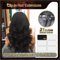 21'' Russian Hair On Darker Range Clip In Hair Extensions 3 Pieces 21 Clips Standard Full Head  25
