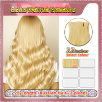 22'' Russian Hair On Blonde Range Genius Weft Hair Extensions 2 Strips Standard Full Head 26