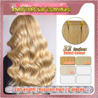 22'' Invisi Weft Hair Extensions  2 Strips Standard Full Head  (Blonde）
