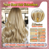 22" Nano Bead Hair Extensions 100 Stands Full Head (Blond）
