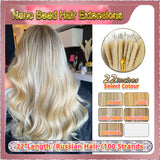 22" Nano Bead Hair Extensions 100 Stands Full Head (Blond）