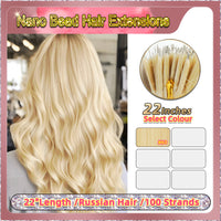 22'' Russian Hair On Blonde Range Nano Bead Hair Extensions 100 Strands Standard Full Head  26