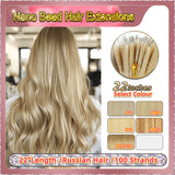 22" Nano Bead Hair Extensions 100 Stands Full Head (Blonde）