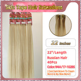 22''  Skin Tape Hair Extensions  40 PCs  Standard Full Head (Blond）