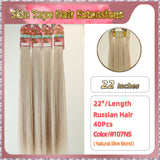 22''  Skin Tape Hair Extensions  40 PCs  Standard Full Head (Blond）