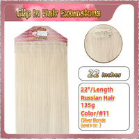 22'' Clip In Hair Extensions 3 Pieces 21 Clips Standard Full Head（Blonde）