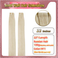 22'' Invisi Weft Hair Extensions  2 Strips Standard Full Head  (Blonde）