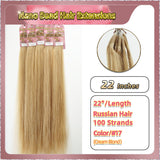 22" Nano Bead Hair Extensions 100 Stands Full Head (Blond）