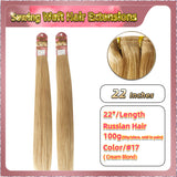 22'' Sewing Weft Hair Extensions  2 Strips Standard Full Head  (Blond）