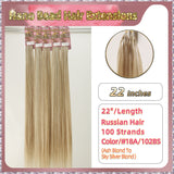 22" Nano Bead Hair Extensions 100 Stands Full Head (Blond）