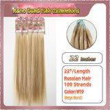 22" Nano Bead Hair Extensions 100 Stands Full Head (Blond）