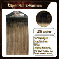 22'' Ombre Clip In Hair Extensions 3 Pieces 21 Clips Standard Full Head(Dark Brown To Blonde）