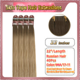 22''  Skin Tape Hair Extensions  40 PCs  Standard Full Head (Blonde）