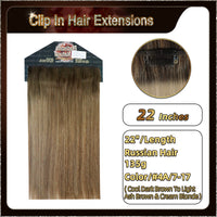 22'' Ombre Clip In Hair Extensions 3 Pieces 21 Clips Standard Full Head(Dark Brown To Blonde）