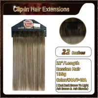 22'' Ombre Clip In Hair Extensions 3 Pieces 21 Clips Standard Full Head(Dark Brown To Blonde）